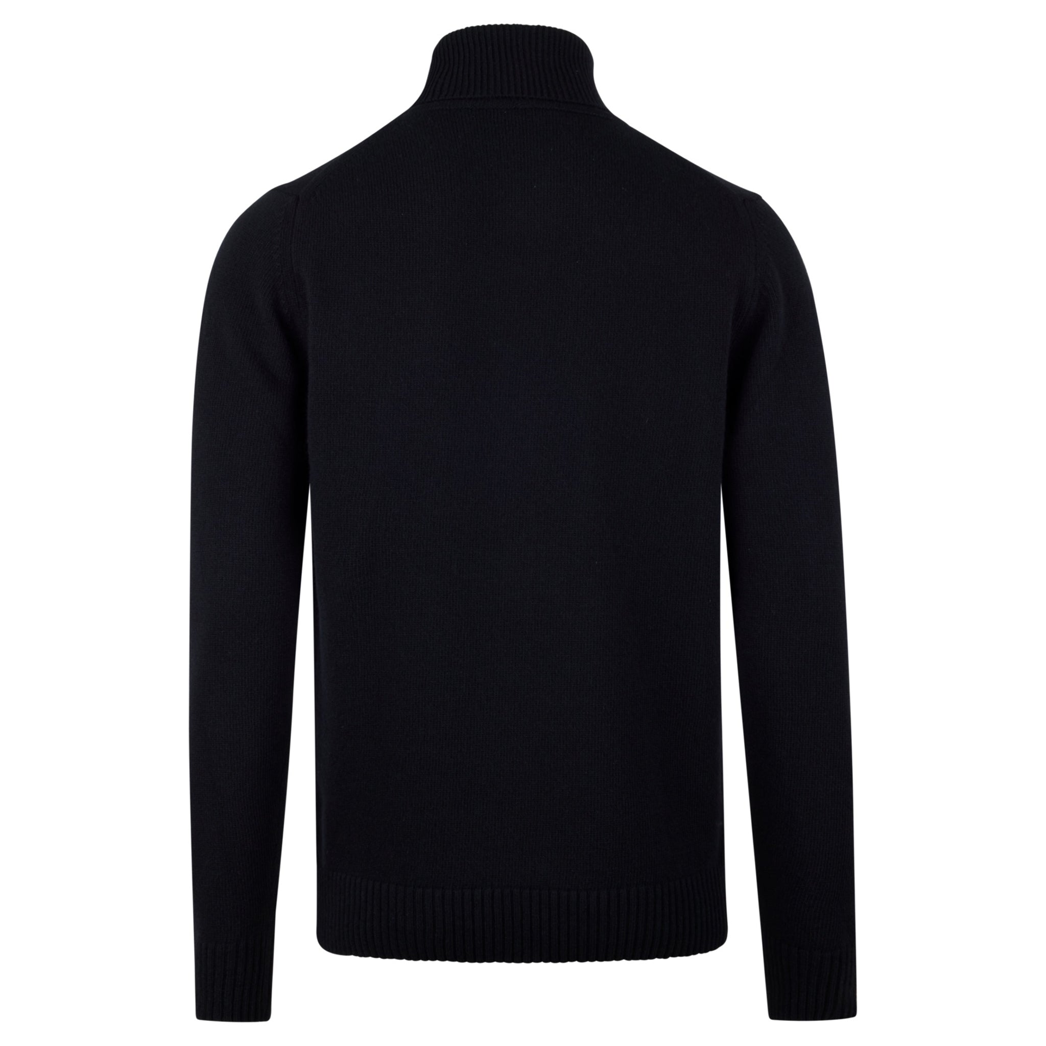 Black Chunky Merino Wool Roll-Neck Sweater - Stenströms