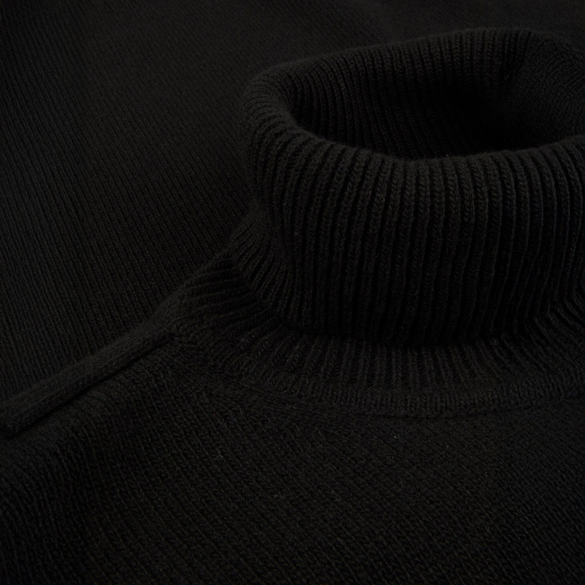 Black Chunky Merino Wool Roll-Neck Sweater - Stenströms