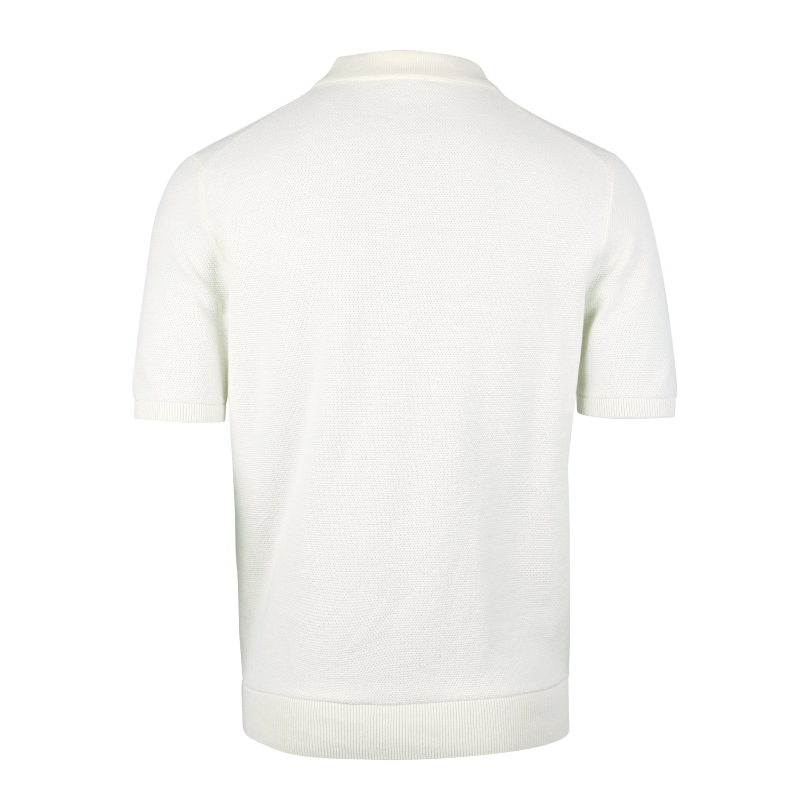 Off-White Organic Cotton Woven Knit Zip Polo Shirt - Stenströms - Boutique Jacques International