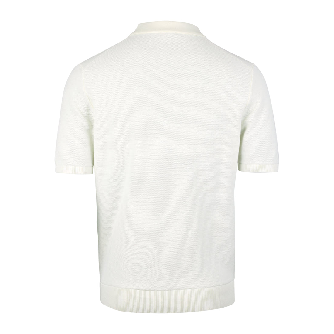 Off-White Organic Cotton Woven Knit Zip Polo Shirt - Stenströms - Boutique Jacques International