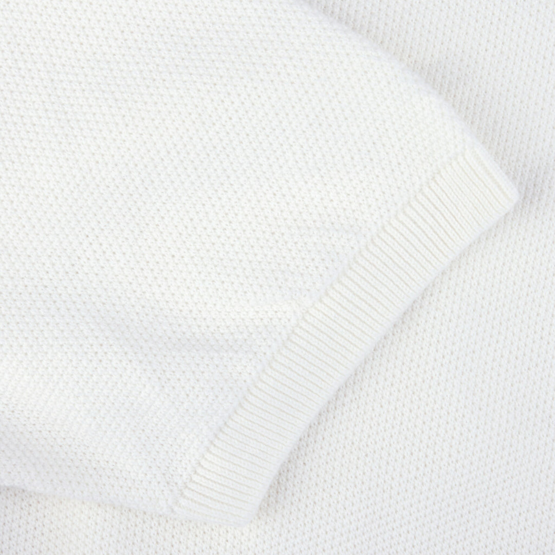 Off-White Organic Cotton Woven Knit Zip Polo Shirt - Stenströms - Boutique Jacques International