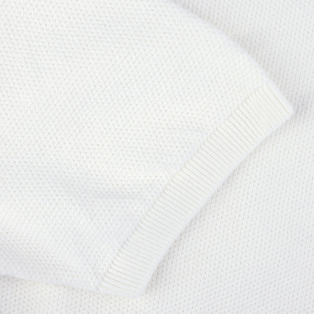 Off-White Organic Cotton Woven Knit Zip Polo Shirt - Stenströms - Boutique Jacques International