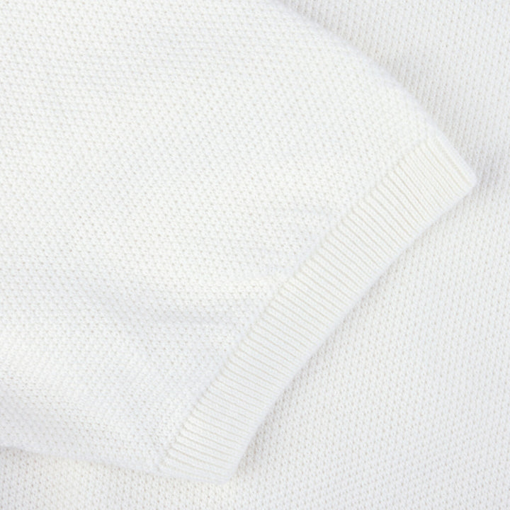 Off-White Organic Cotton Woven Knit Zip Polo Shirt - Stenströms - Boutique Jacques International