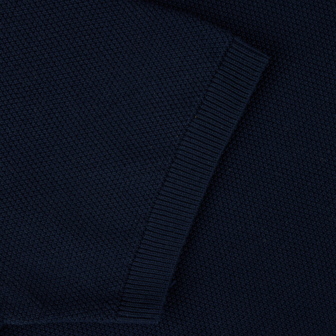 Navy Blue Organic Cotton Woven Knit Zip Polo Shirt - Stenströms