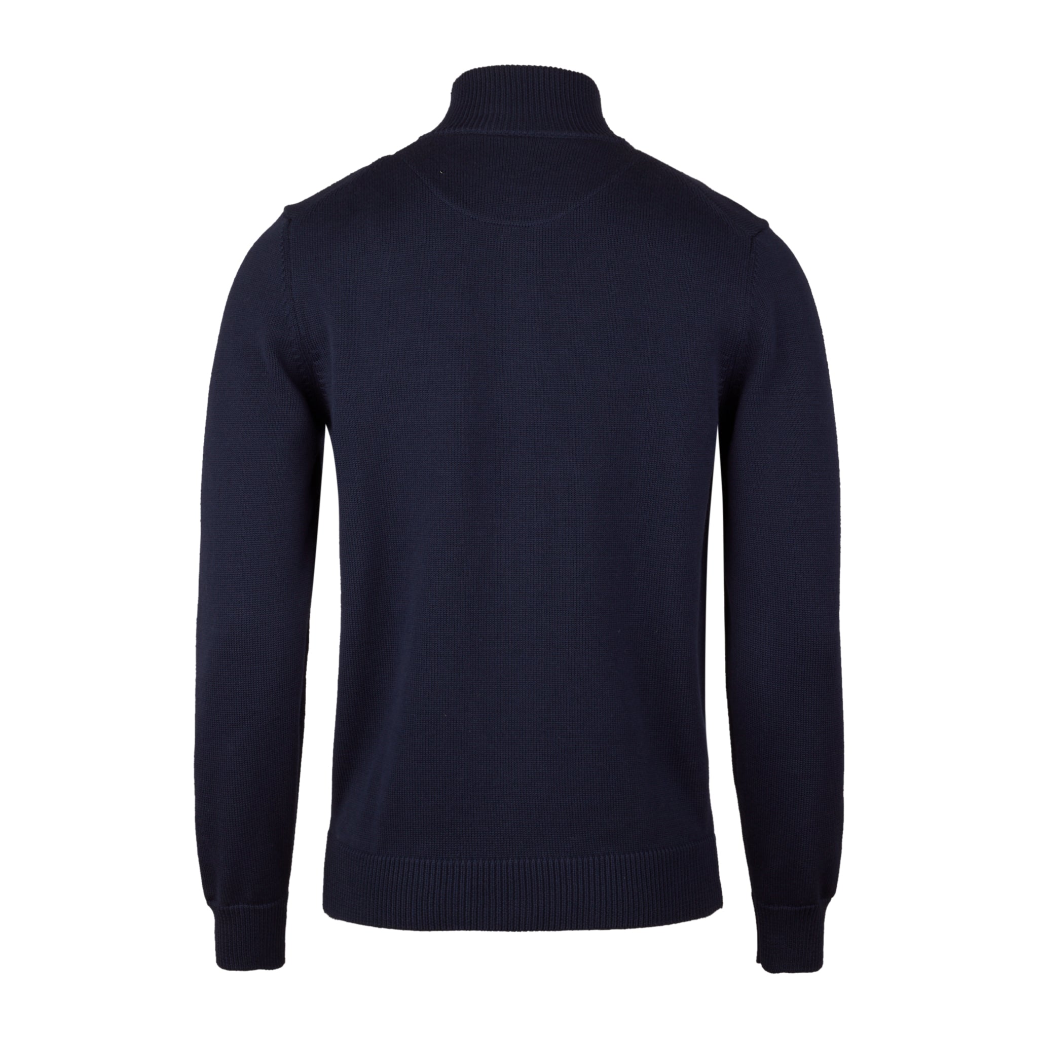 Navy Blue Cotton Full Zip Sweater with Baseball Collar - Stenströms - Boutique Jacques International
