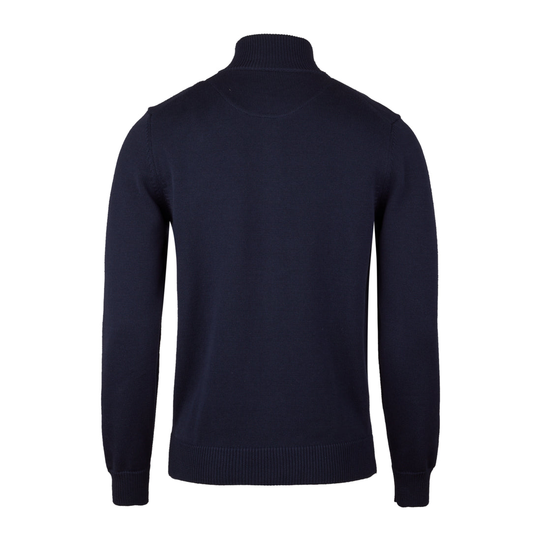 Navy Blue Cotton Full Zip Sweater with Baseball Collar - Stenströms - Boutique Jacques International