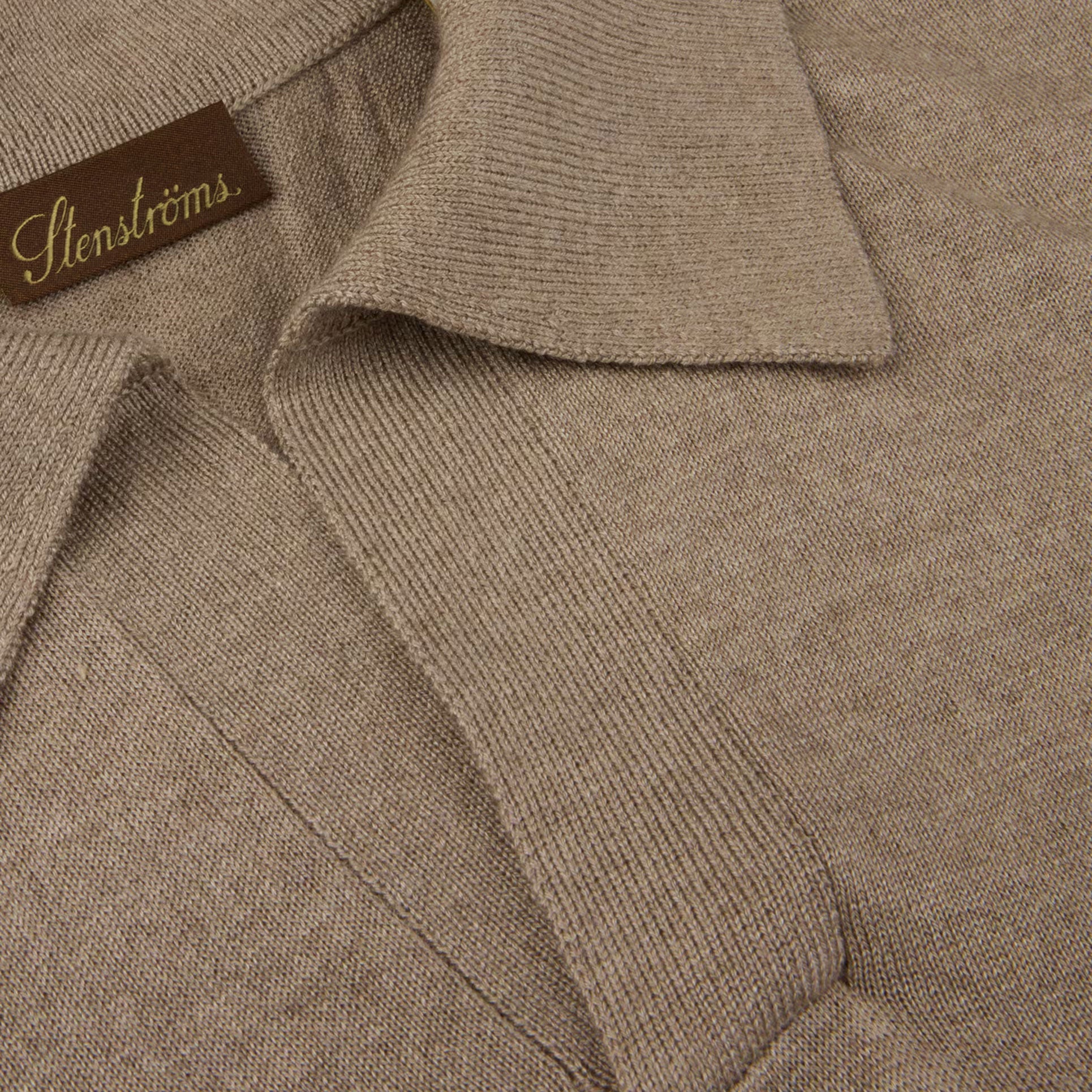 Beige Silk-Cashmere Johnny Collar Polo Shirt - Stenströms