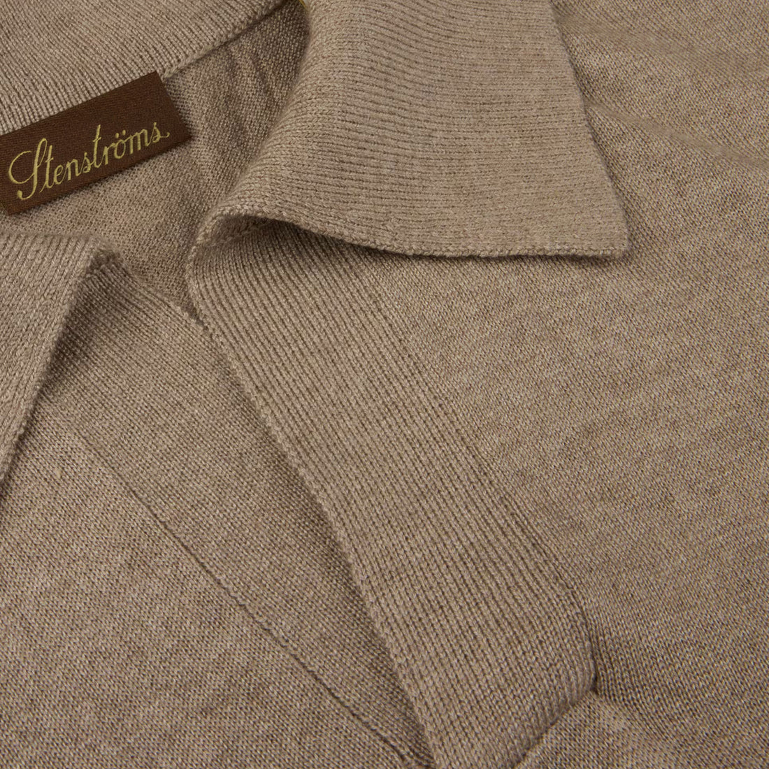 Beige Silk-Cashmere Johnny Collar Polo Shirt - Stenströms