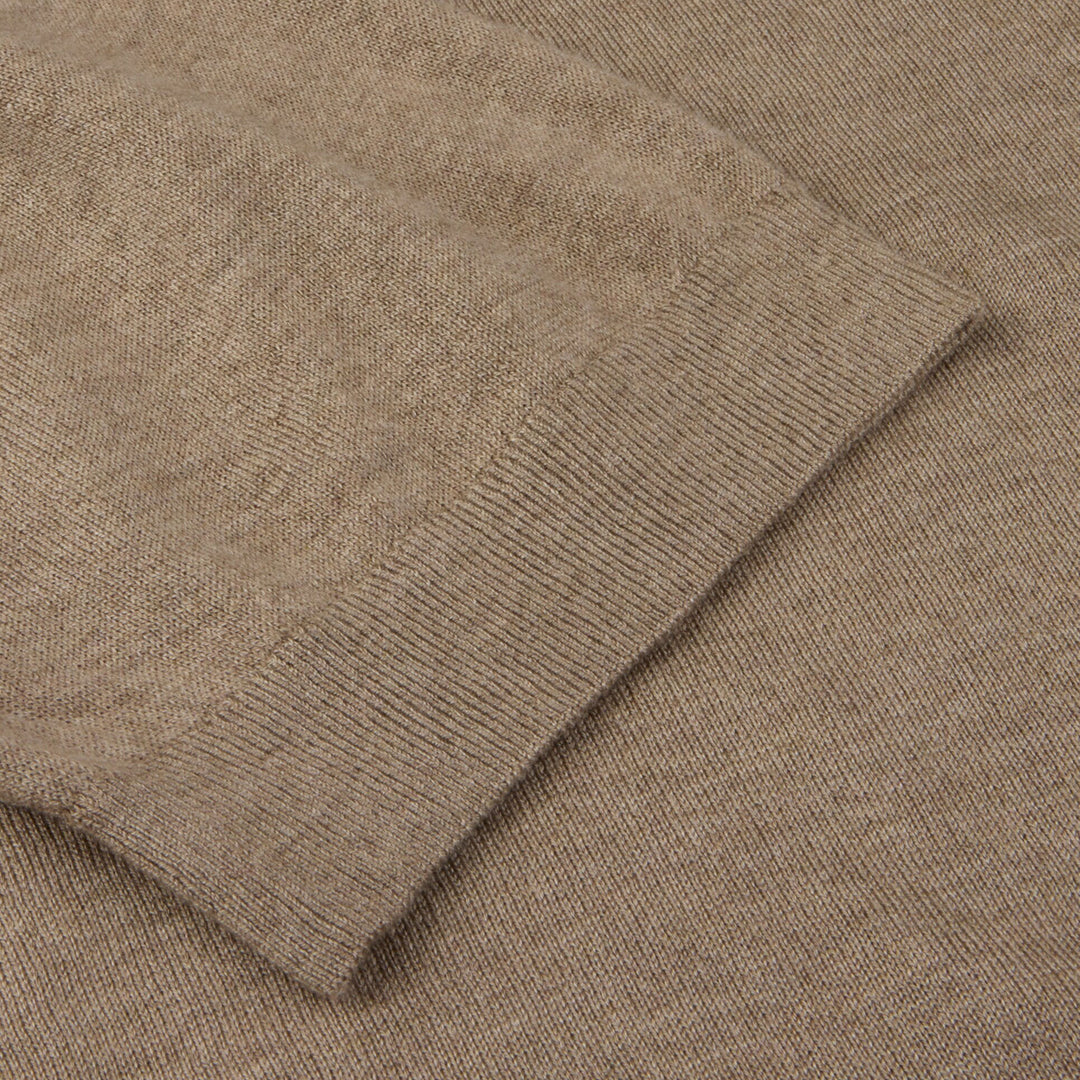 Beige Silk-Cashmere Johnny Collar Polo Shirt - Stenströms