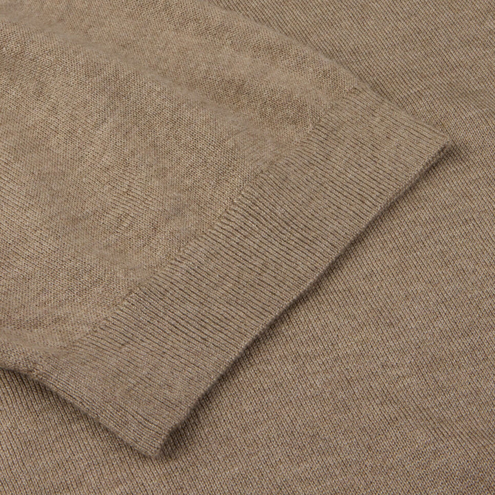 Beige Silk-Cashmere Johnny Collar Polo Shirt - Stenströms
