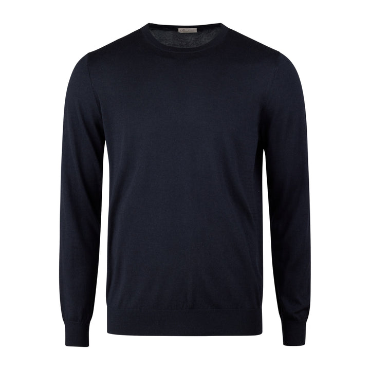 Midnight Blue Silk-Cashmere Long Sleeve Crew Neck - Stenströms - Boutique Jacques International