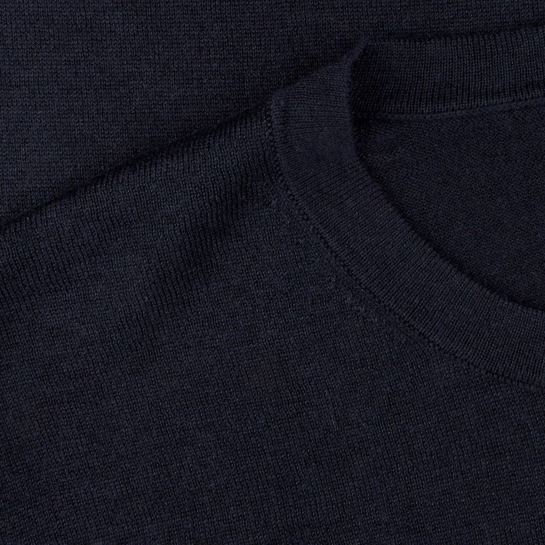 Midnight Blue Silk-Cashmere Long Sleeve Crew Neck - Stenströms - Boutique Jacques International