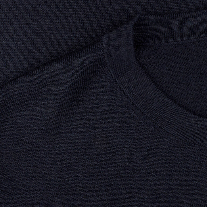 Midnight Blue Silk-Cashmere Long Sleeve Crew Neck - Stenströms - Boutique Jacques International