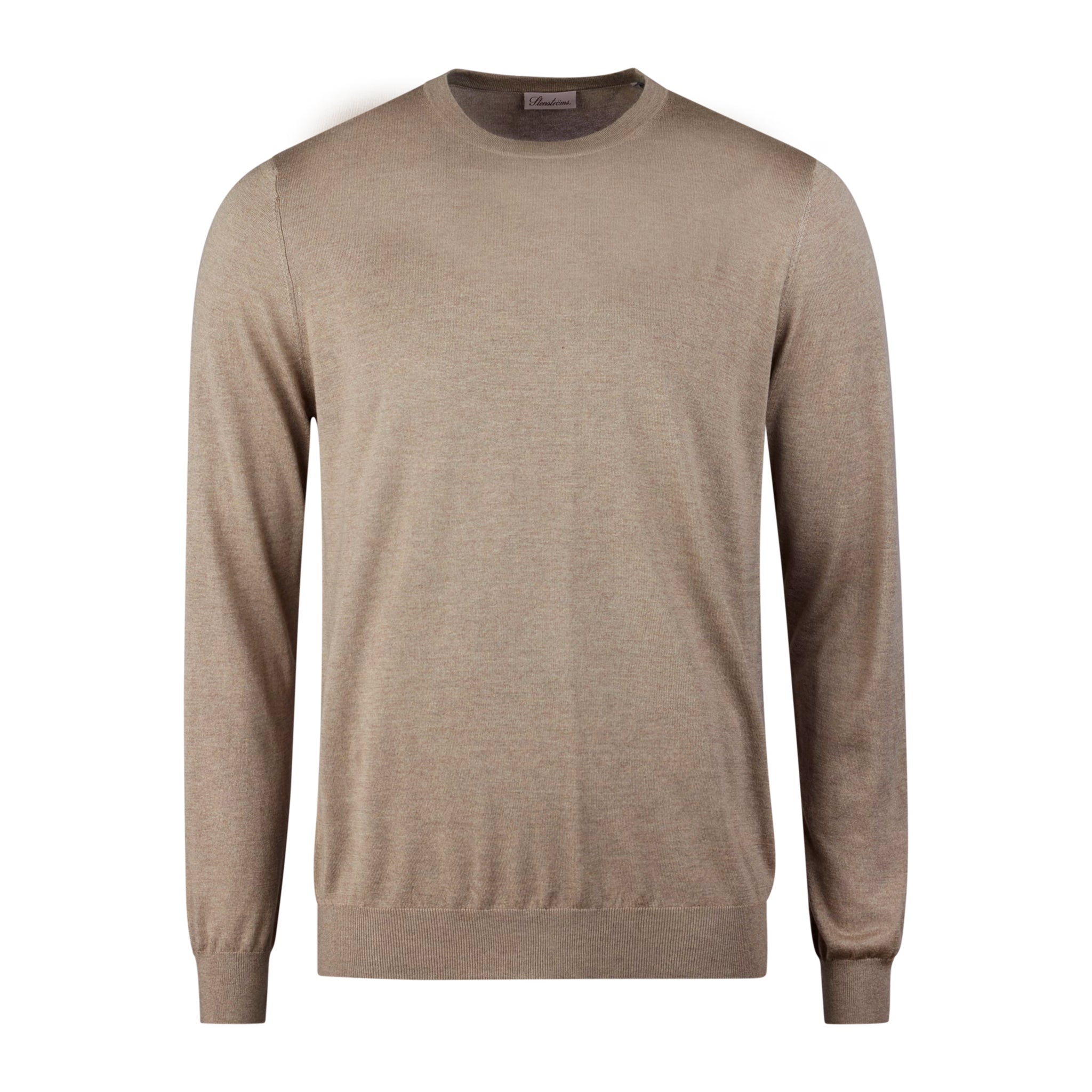 Beige Silk-Cashmere Long Sleeve Crew Neck - Stenströms - Boutique Jacques International