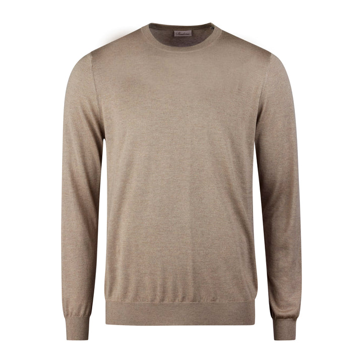 Beige Silk-Cashmere Long Sleeve Crew Neck - Stenströms - Boutique Jacques International