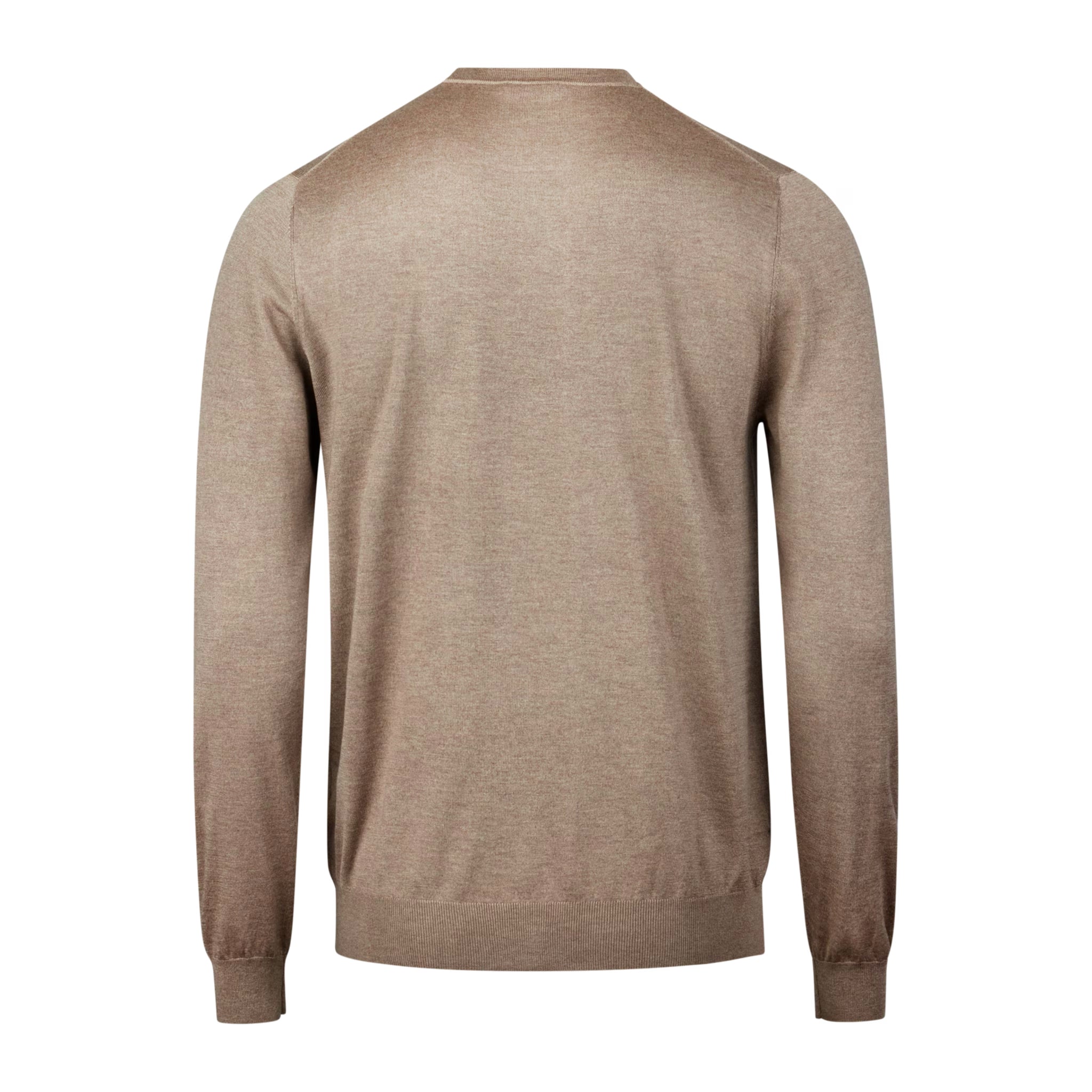 Beige Silk-Cashmere Long Sleeve Crew Neck - Stenströms - Boutique Jacques International