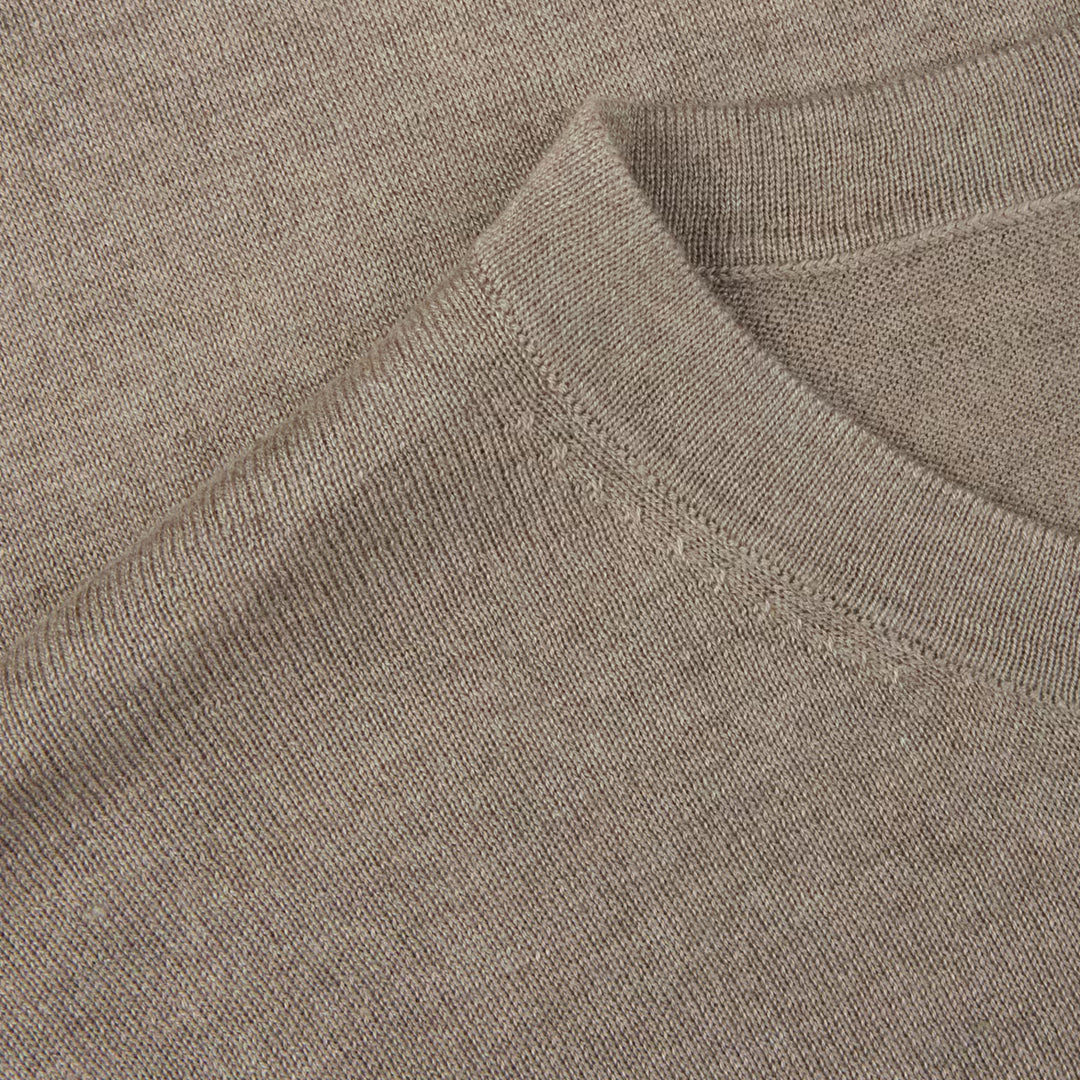 Beige Silk-Cashmere Long Sleeve Crew Neck - Stenströms - Boutique Jacques International