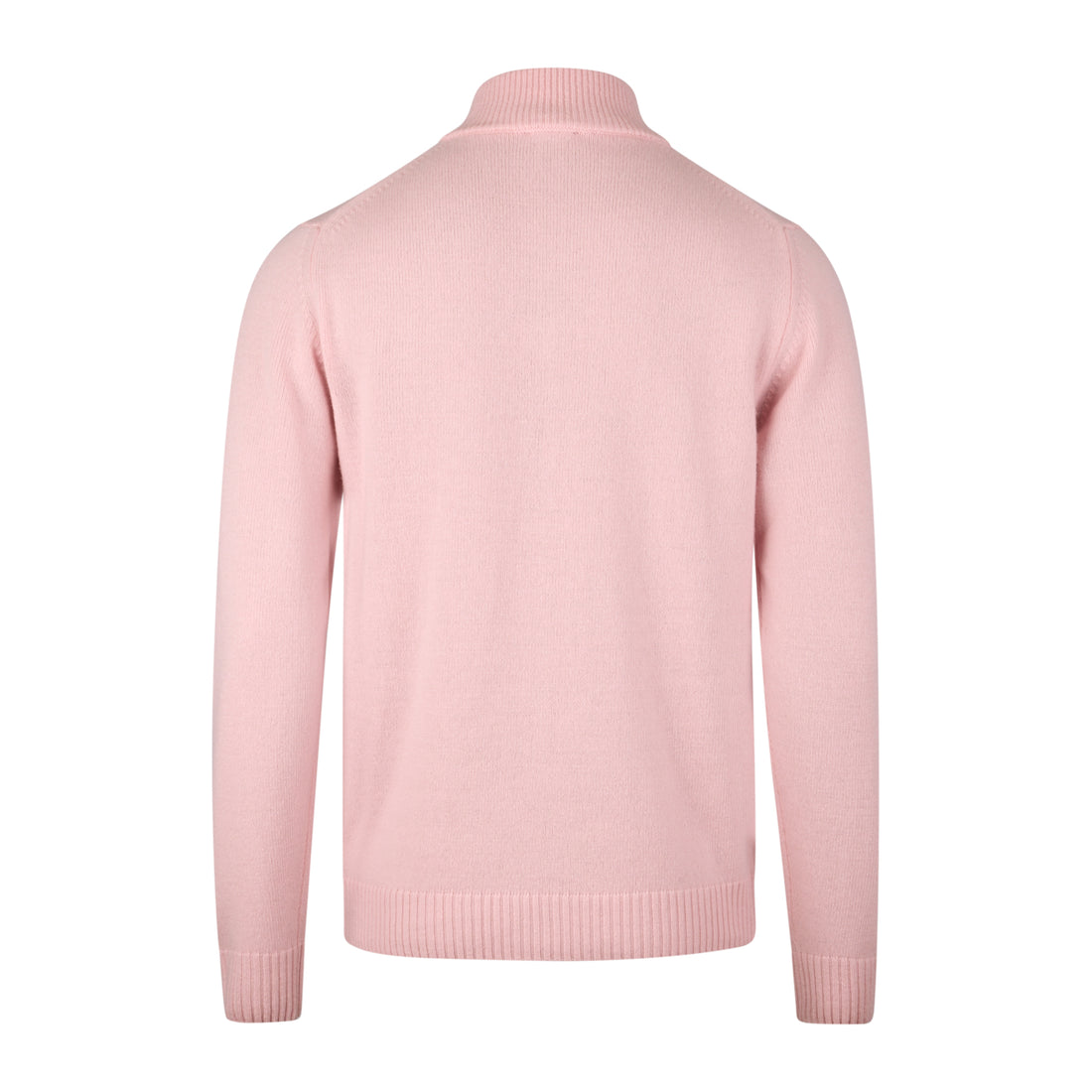 Light Pink Carded Merino Wool Half Zip Sweater - Stenströms