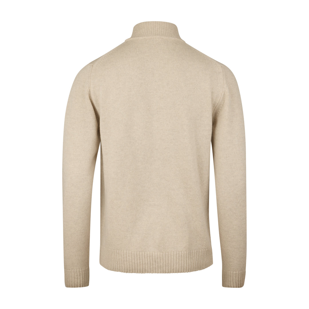 Light Beige Chunky Merino Wool Full Zip Sweater - Stenströms