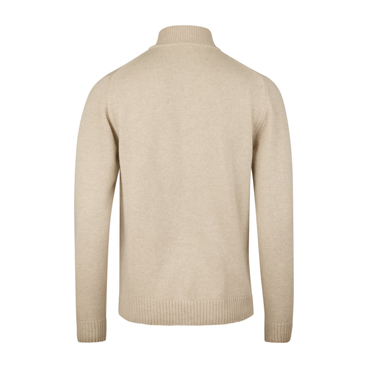 Light Beige Chunky Merino Wool Full Zip Sweater - Stenströms