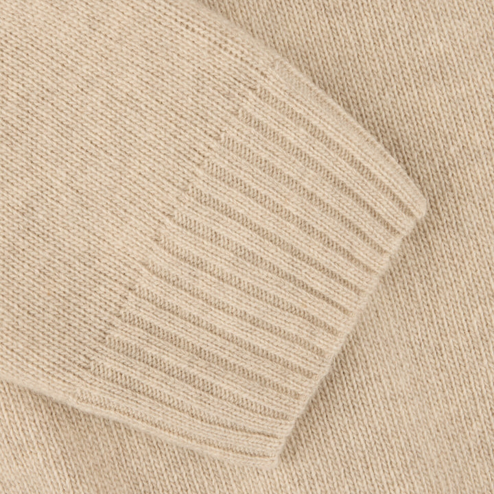 Light Beige Chunky Merino Wool Full Zip Sweater - Stenströms