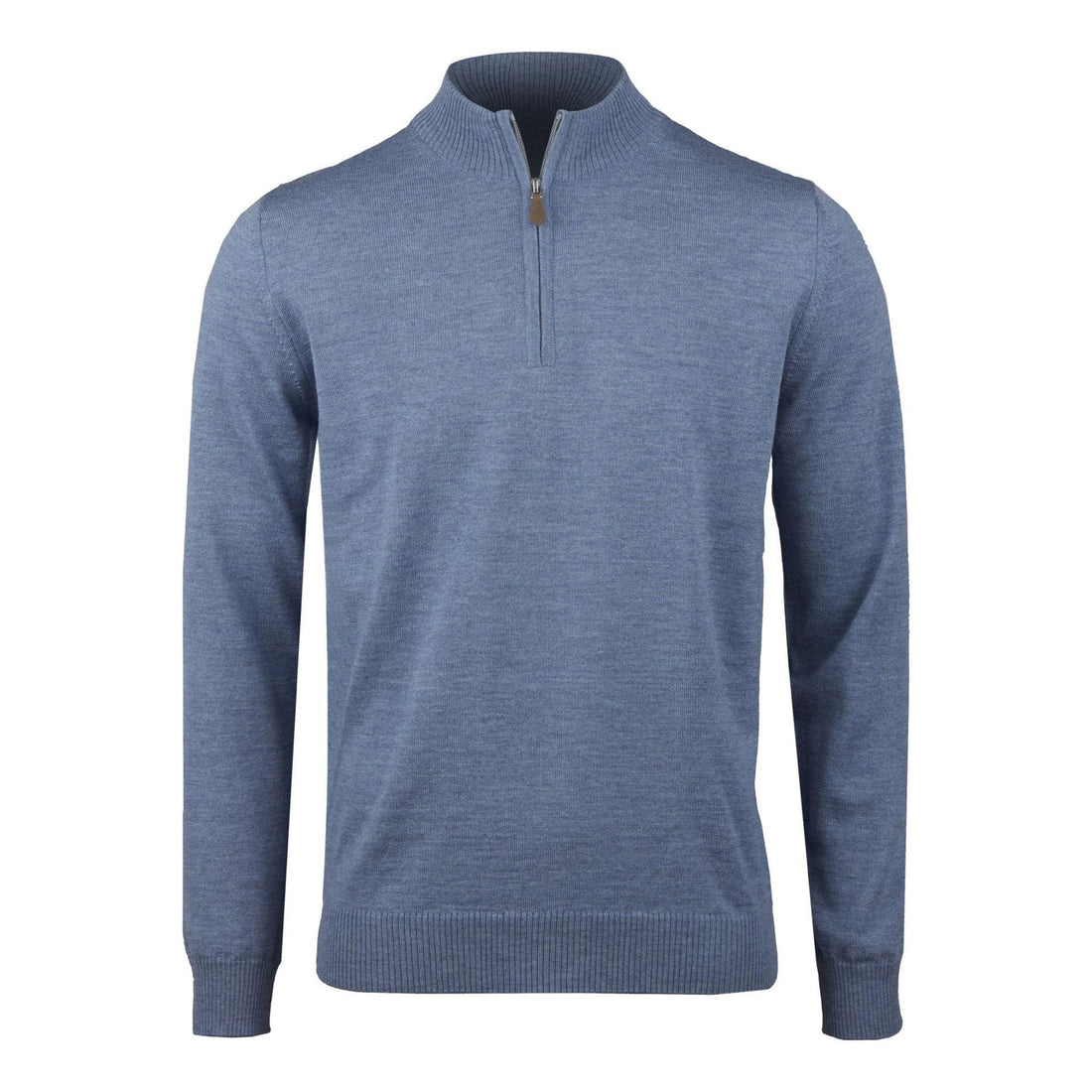 Light Blue Merino Wool Half Zip Sweater - Stenströms