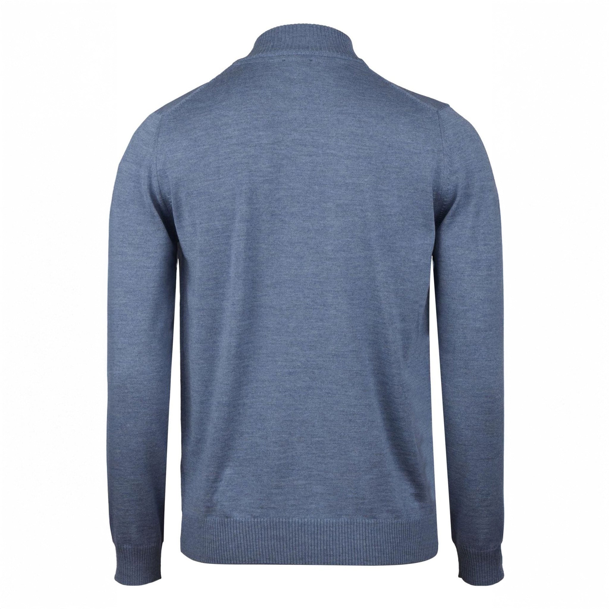 Light Blue Merino Wool Half Zip Sweater - Stenströms
