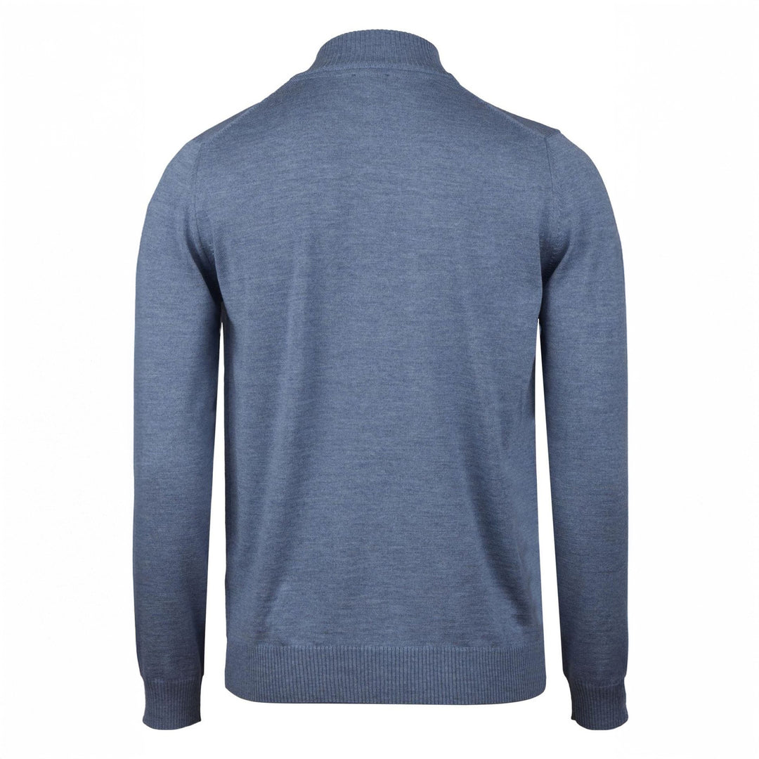 Light Blue Merino Wool Half Zip Sweater - Stenströms - Boutique Jacques International