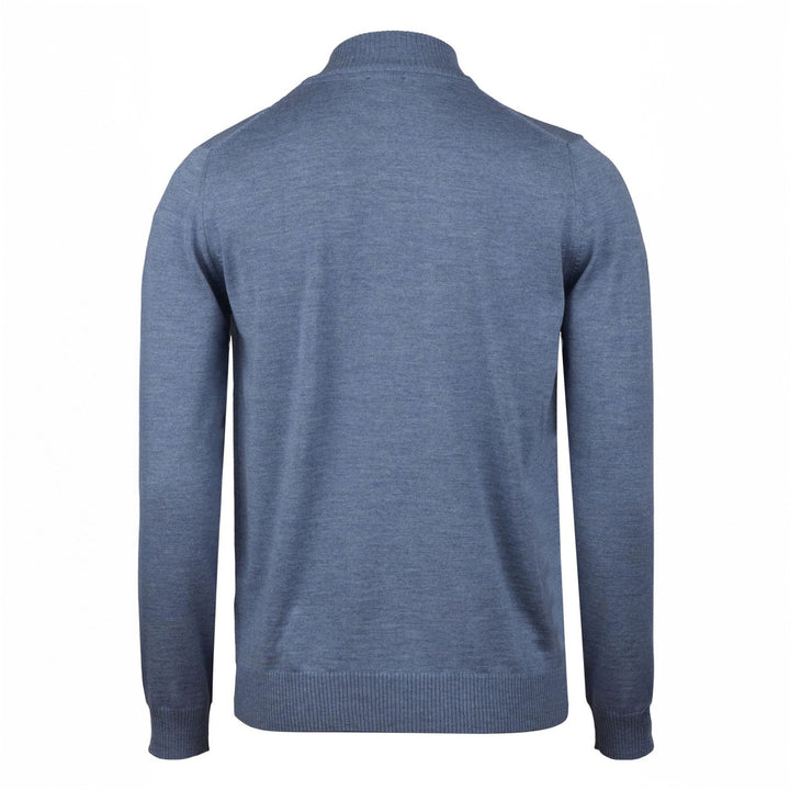 Light Blue Merino Wool Half Zip Sweater - Stenströms - Boutique Jacques International