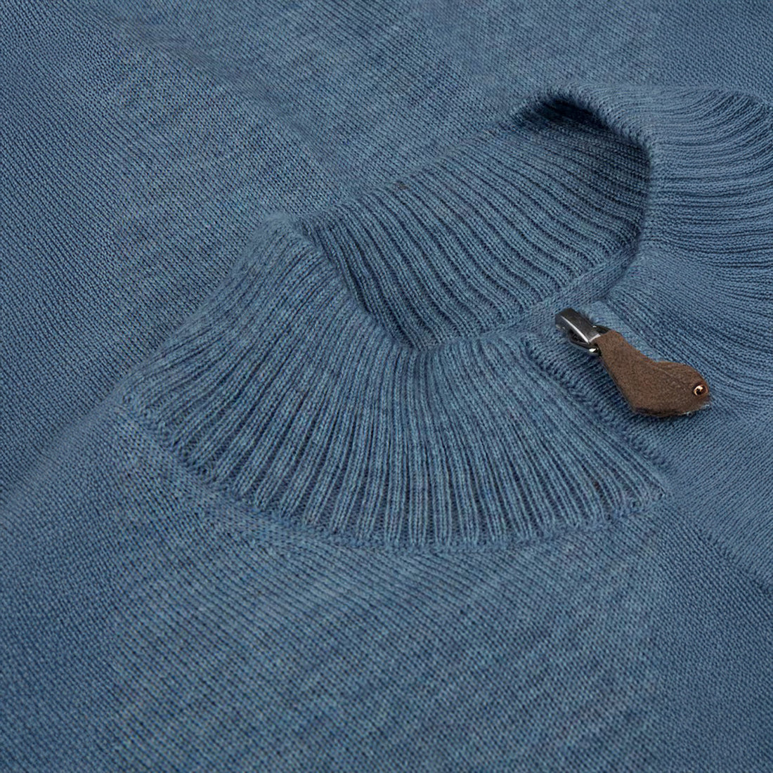 Light Blue Merino Wool Half Zip Sweater - Stenströms