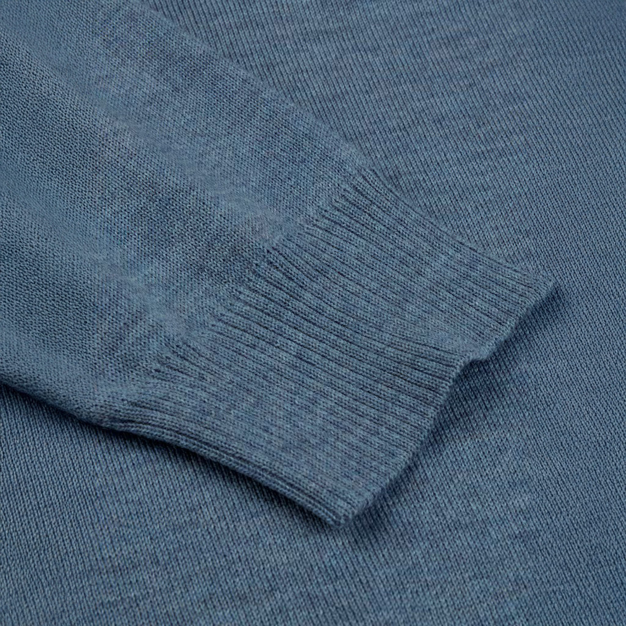 Light Blue Merino Wool Half Zip Sweater - Stenströms