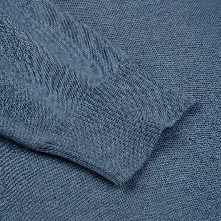 Light Blue Merino Wool Half Zip Sweater - Stenströms - Boutique Jacques International