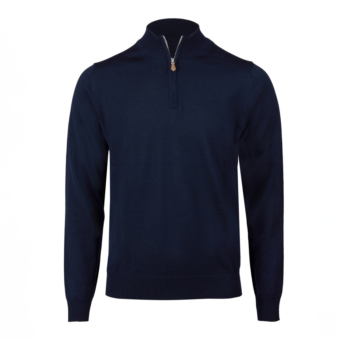 Navy Blue Merino Wool Half Zip Sweater - Stenströms