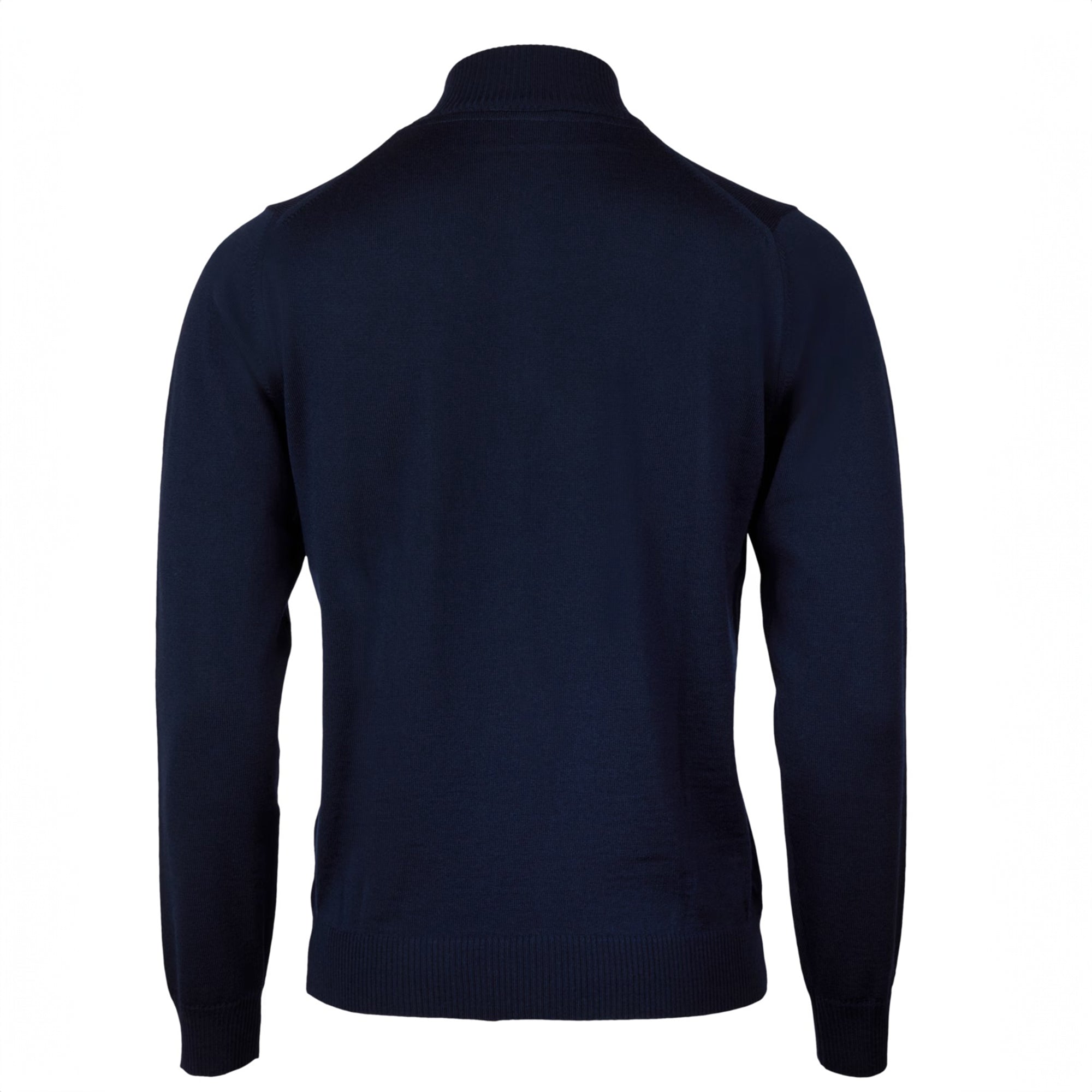 Navy Blue Merino Wool Half Zip Sweater - Stenströms