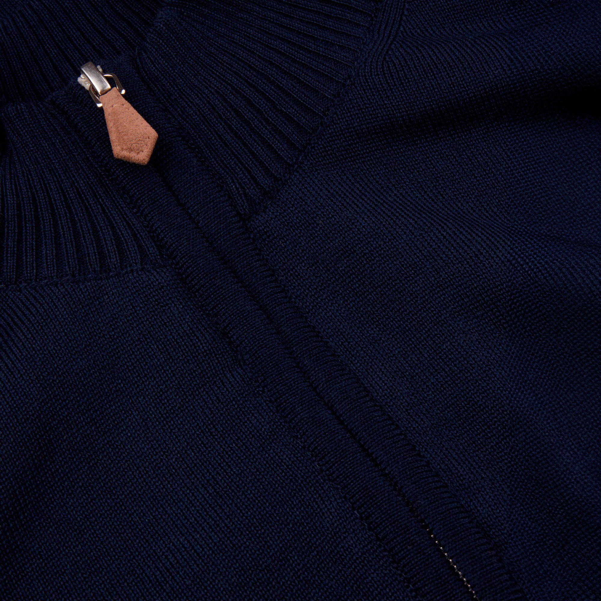 Navy Blue Merino Wool Half Zip Sweater - Stenströms