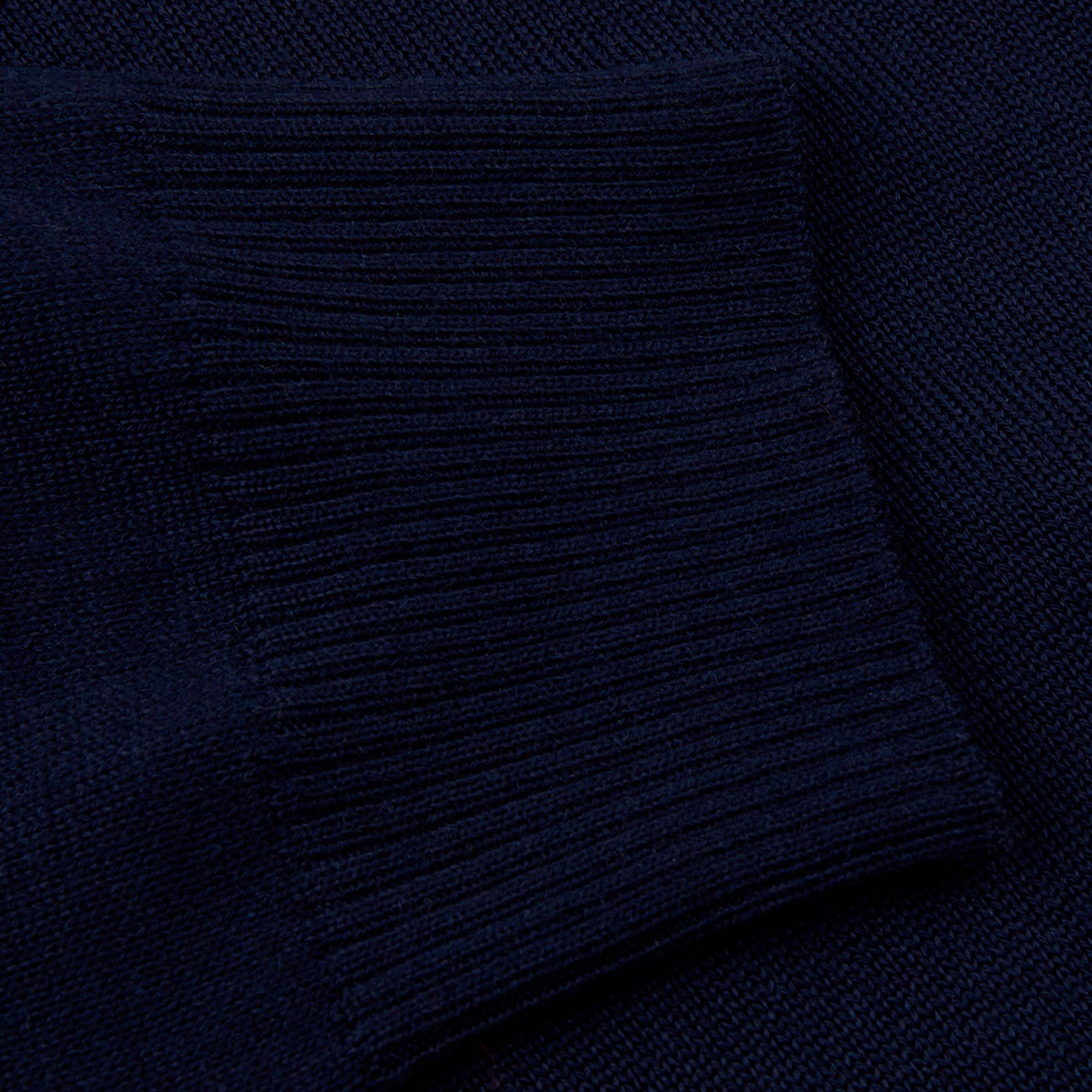 Navy Blue Merino Wool Half Zip Sweater - Stenströms
