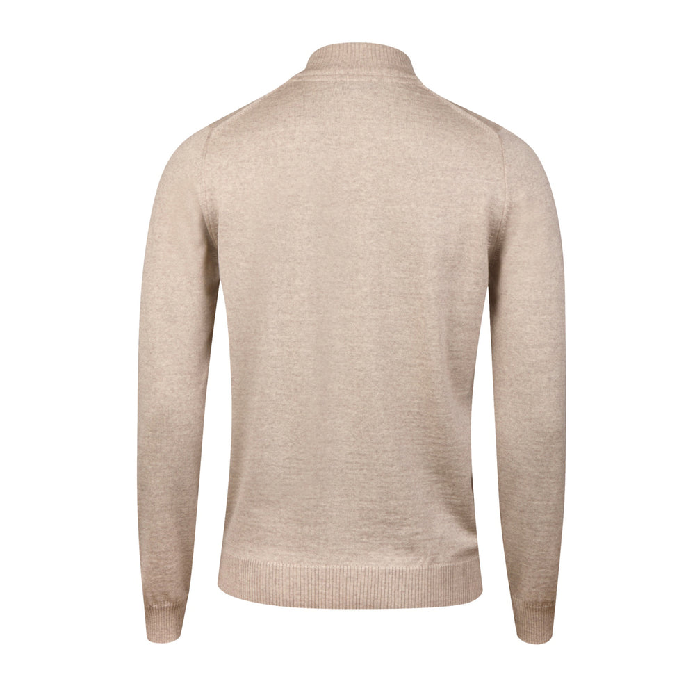 Light Beige Merino Wool Half Zip Sweater - Stenströms - Boutique Jacques International