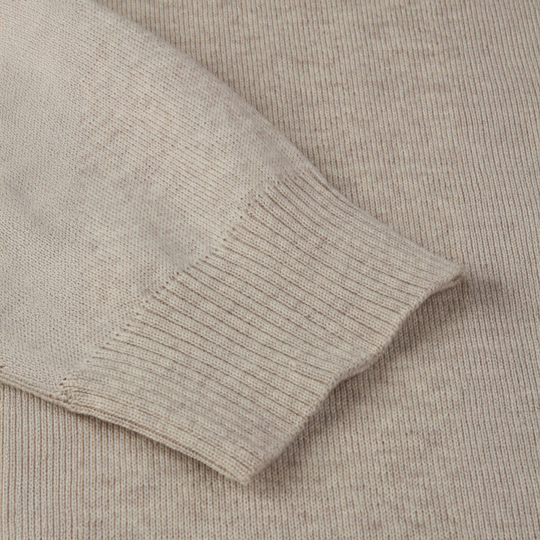 Light Beige Merino Wool Half Zip Sweater - Stenströms - Boutique Jacques International