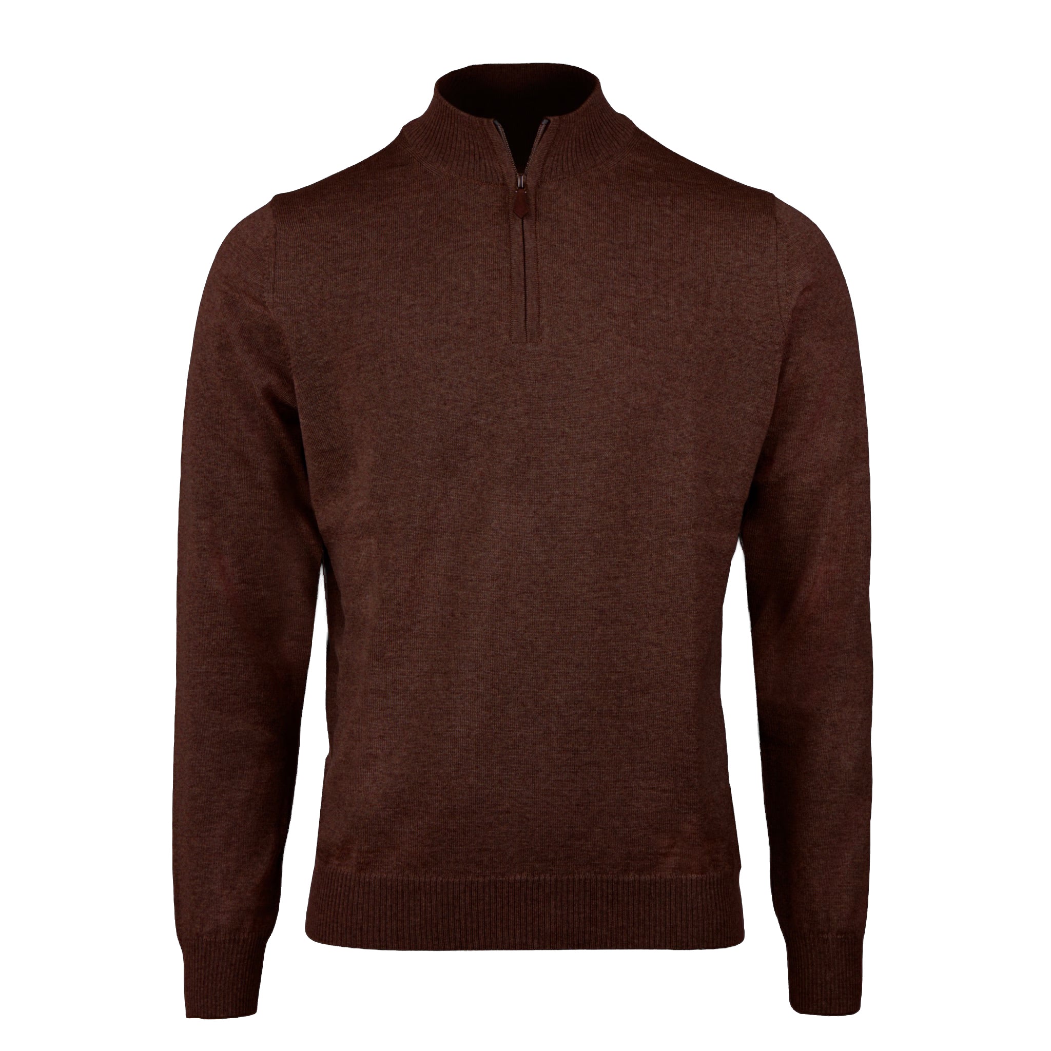 Dark Brown Merino Wool Half Zip Sweater - Stenströms