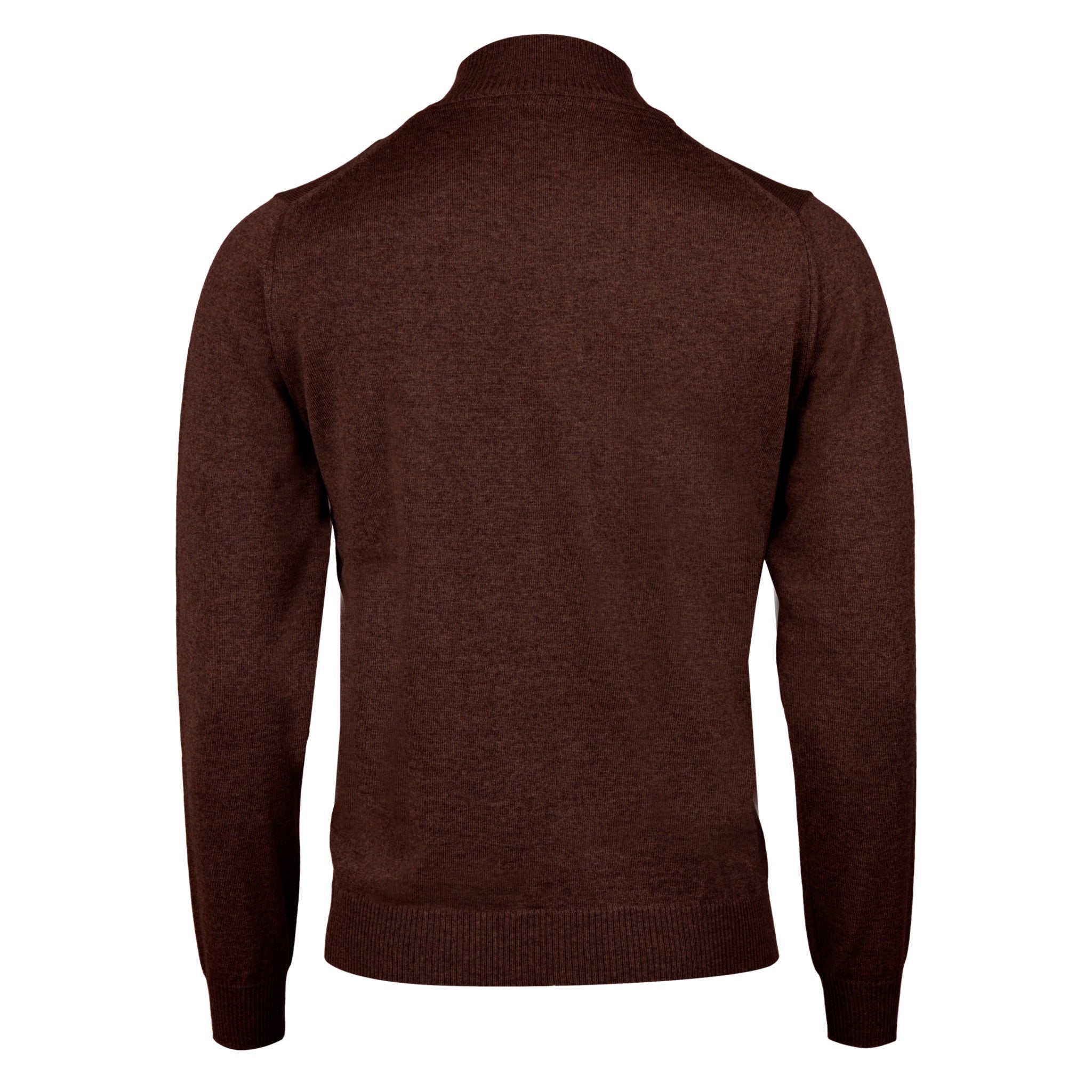 Dark Brown Merino Wool Half Zip Sweater - Stenströms