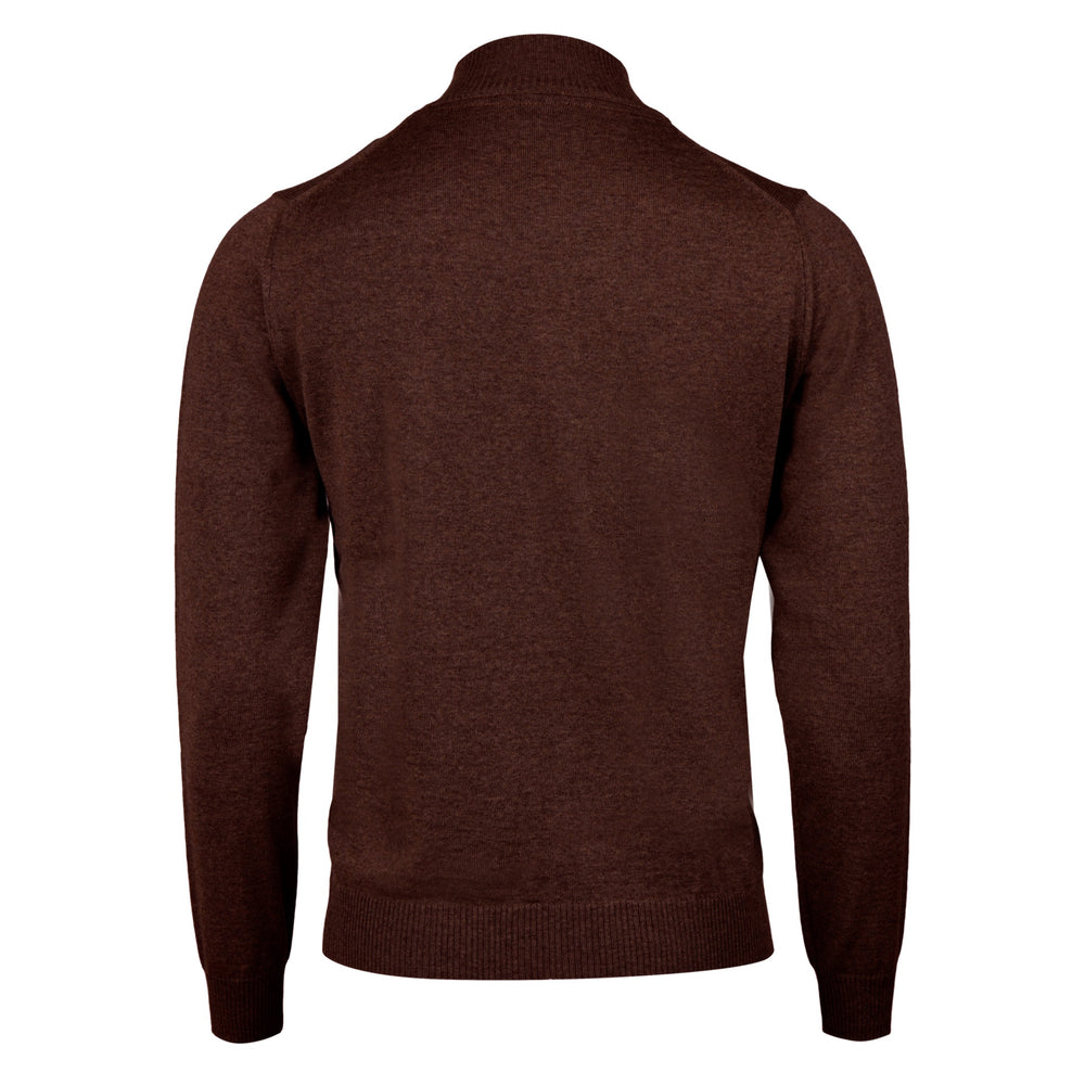 Dark Brown Merino Wool Half Zip Sweater - Stenströms - Boutique Jacques International