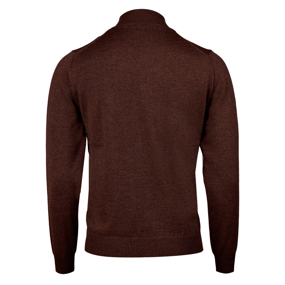 Dark Brown Merino Wool Half Zip Sweater - Stenströms - Boutique Jacques International