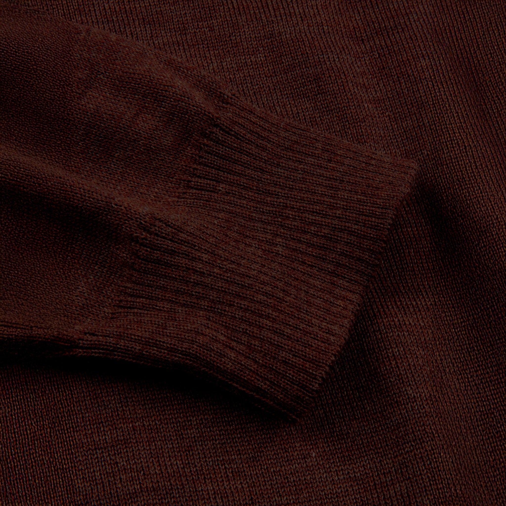 Dark Brown Merino Wool Half Zip Sweater - Stenströms