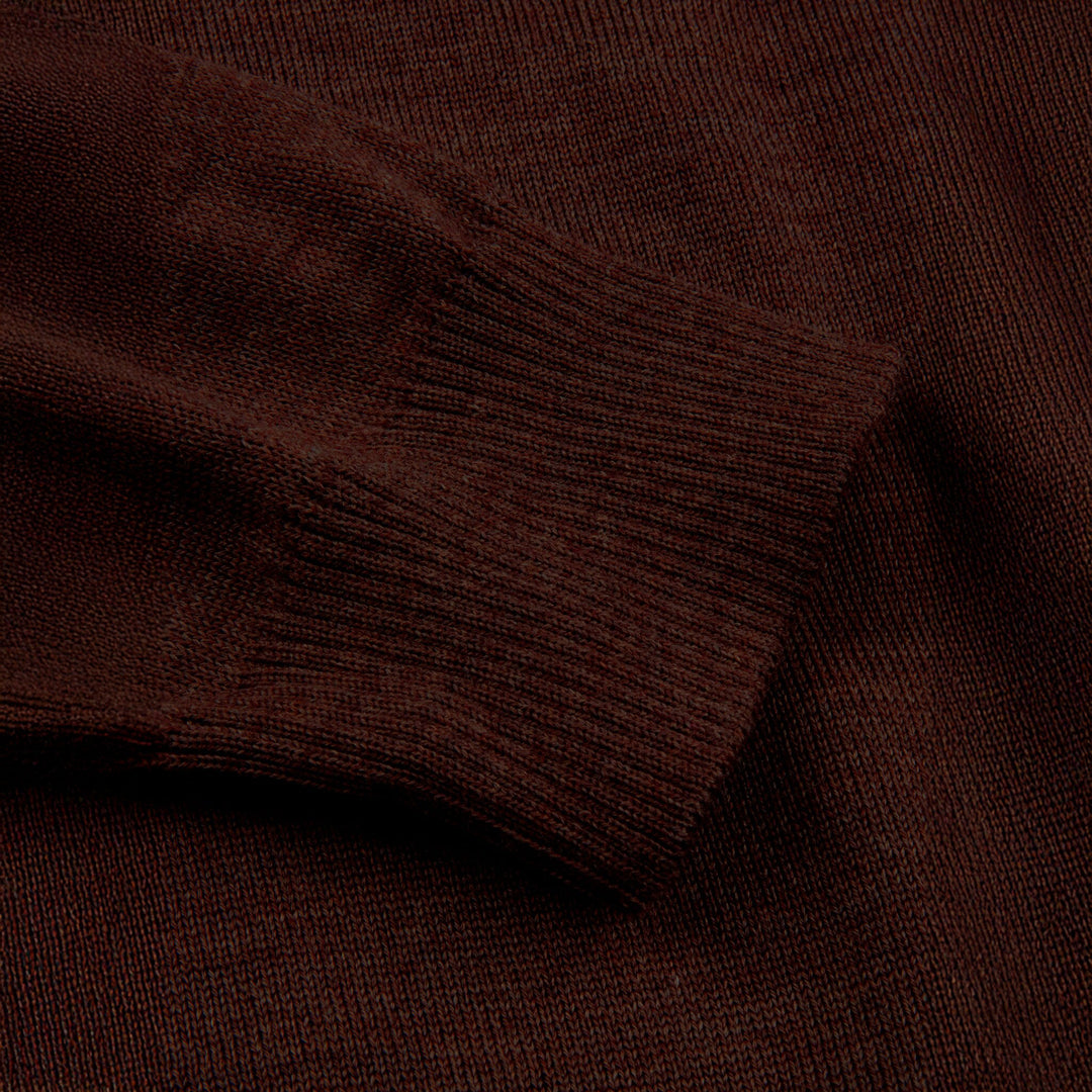 Dark Brown Merino Wool Half Zip Sweater - Stenströms - Boutique Jacques International