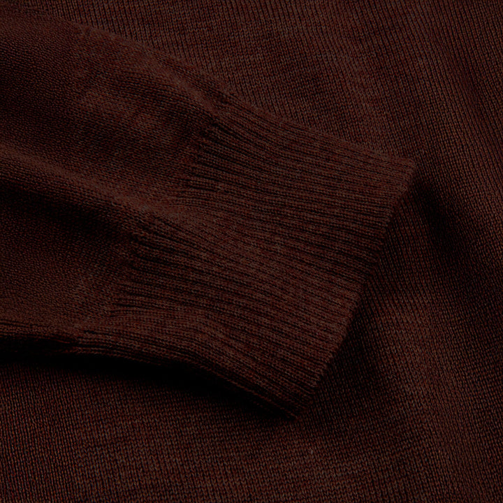 Dark Brown Merino Wool Half Zip Sweater - Stenströms - Boutique Jacques International