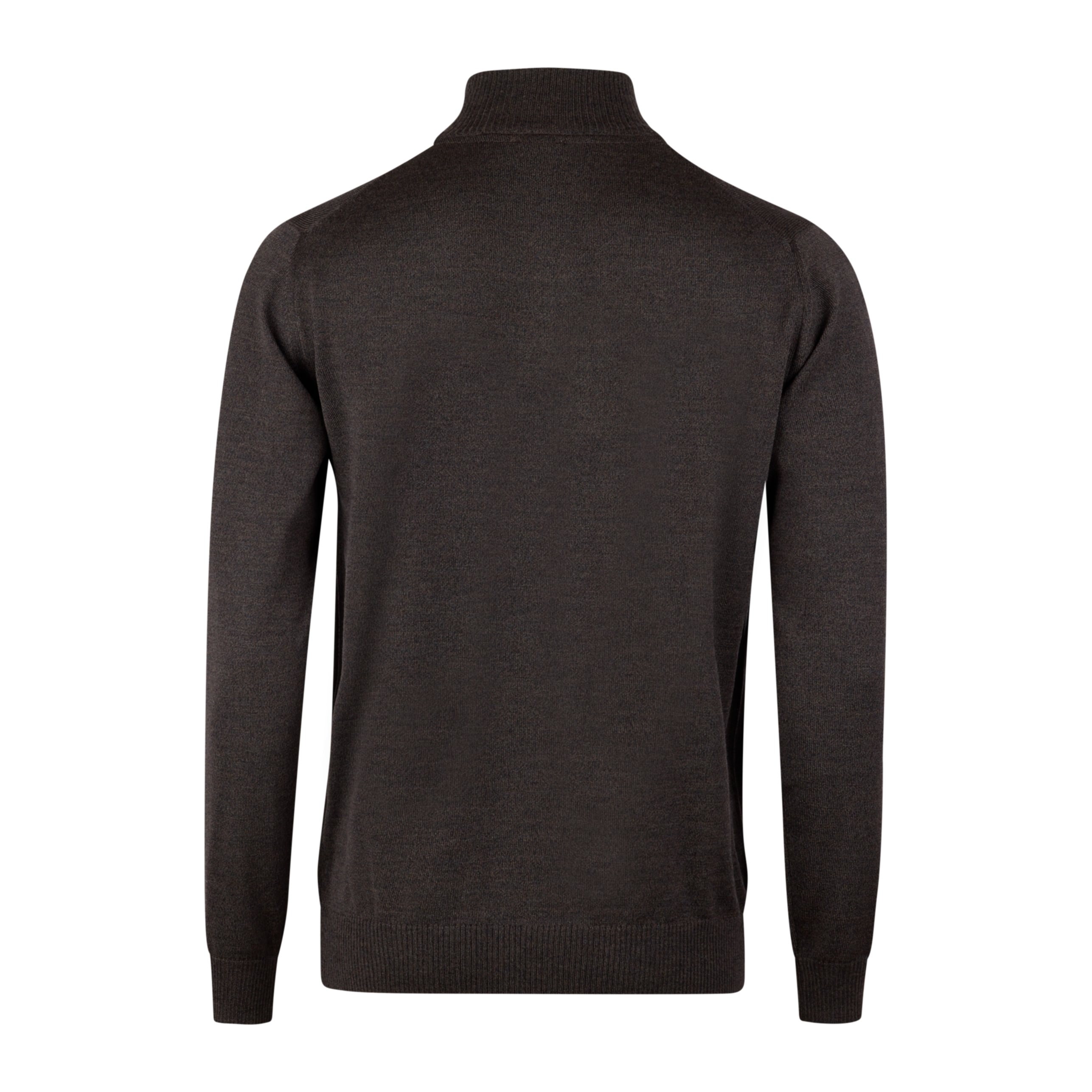 Dark Brown Merino Wool Half Zip Sweater - Stenströms