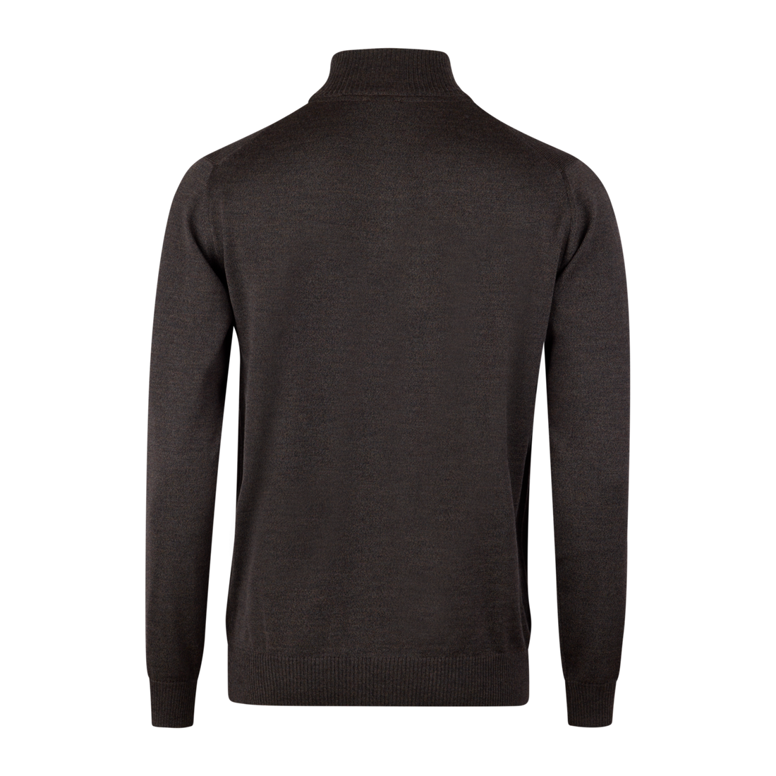 Dark Brown Merino Wool Half Zip Sweater - Stenströms