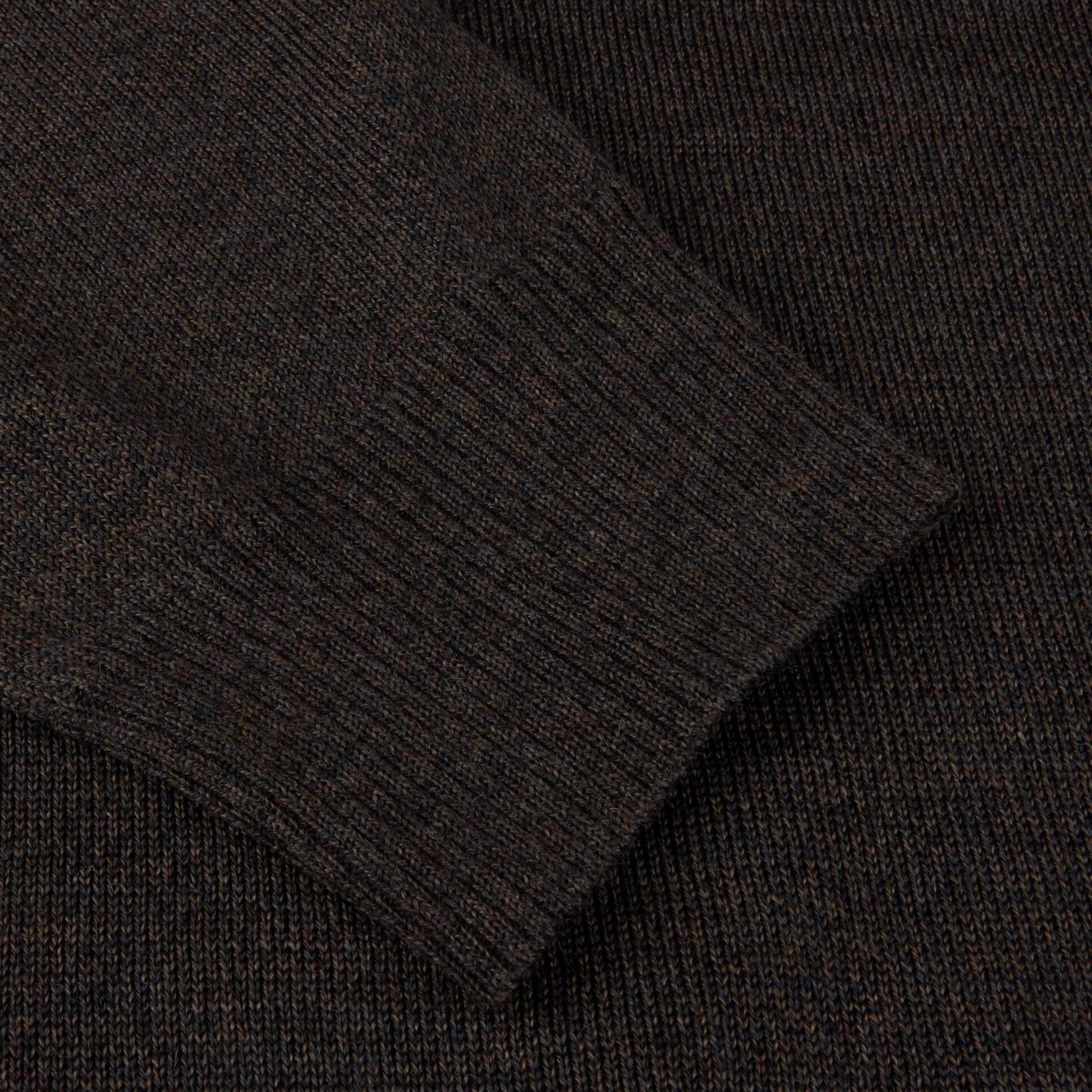 Dark Brown Merino Wool Half Zip Sweater - Stenströms