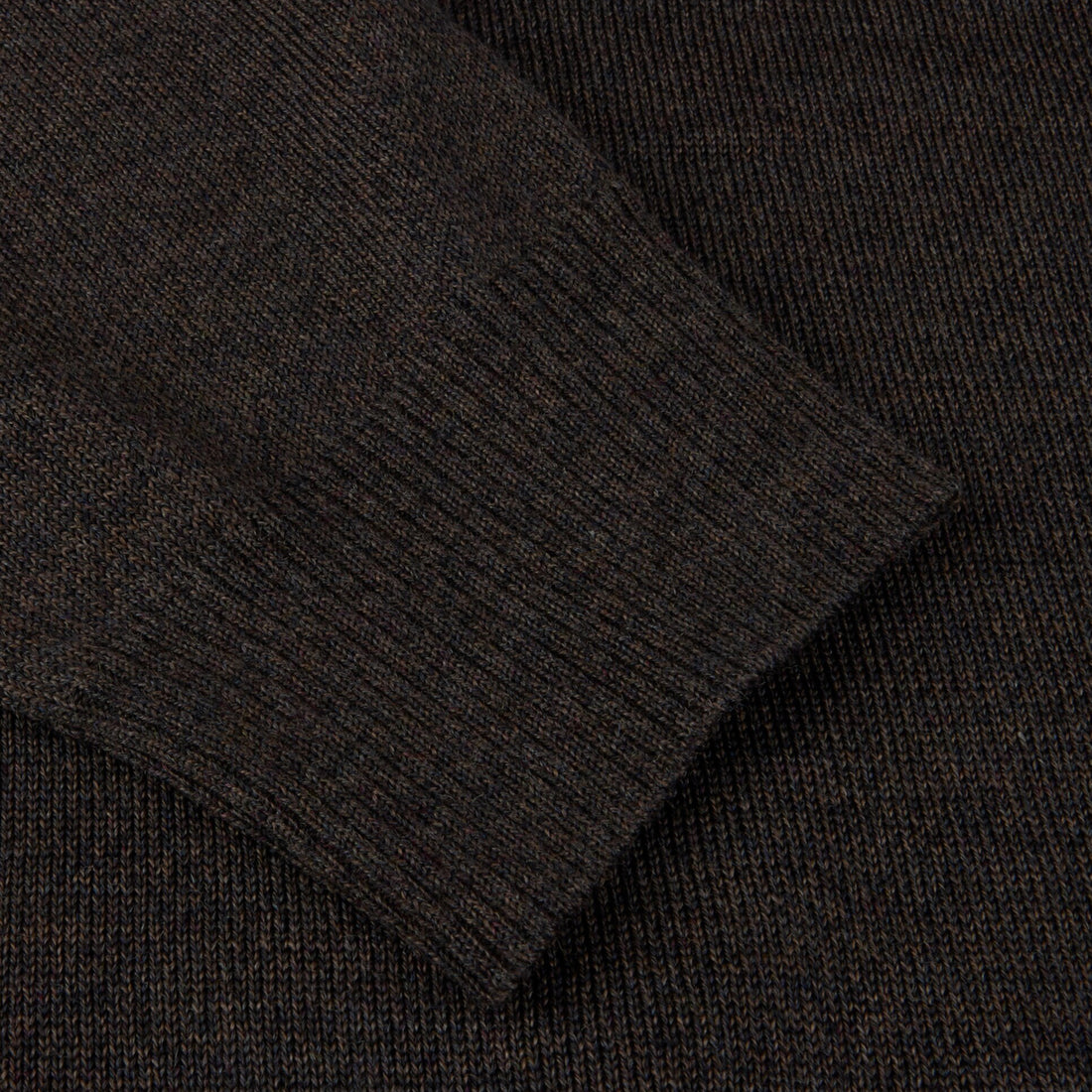 Dark Brown Merino Wool Half Zip Sweater - Stenströms