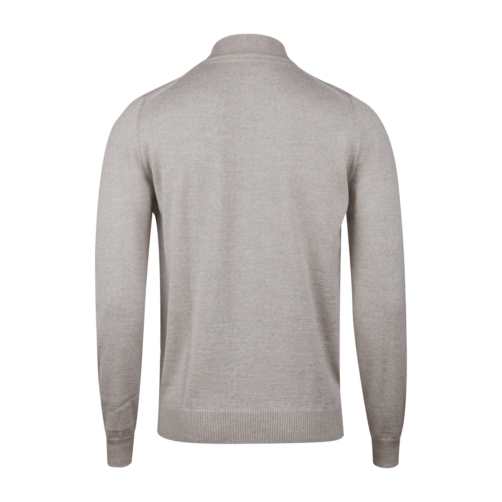 Beige Fine Merino Wool Full Zip Sweater - Stenströms